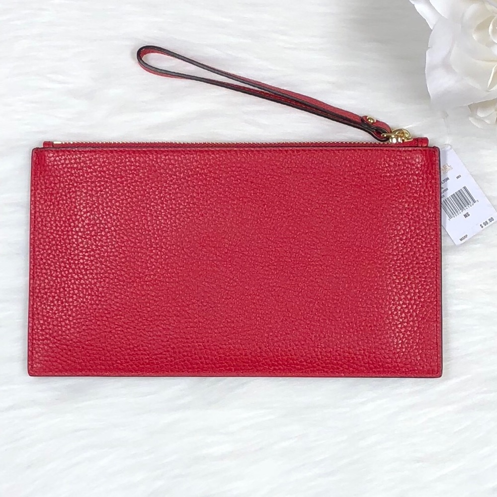 Michael Kors red pebbled leather flat wristlet - Picture 2 of 2